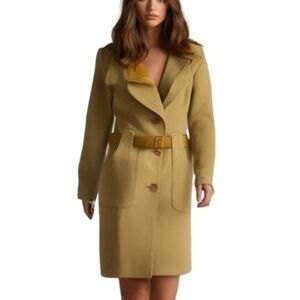 MACKAGE Tan Brown Wool Blend Luxury Trench Coat SZ Medium